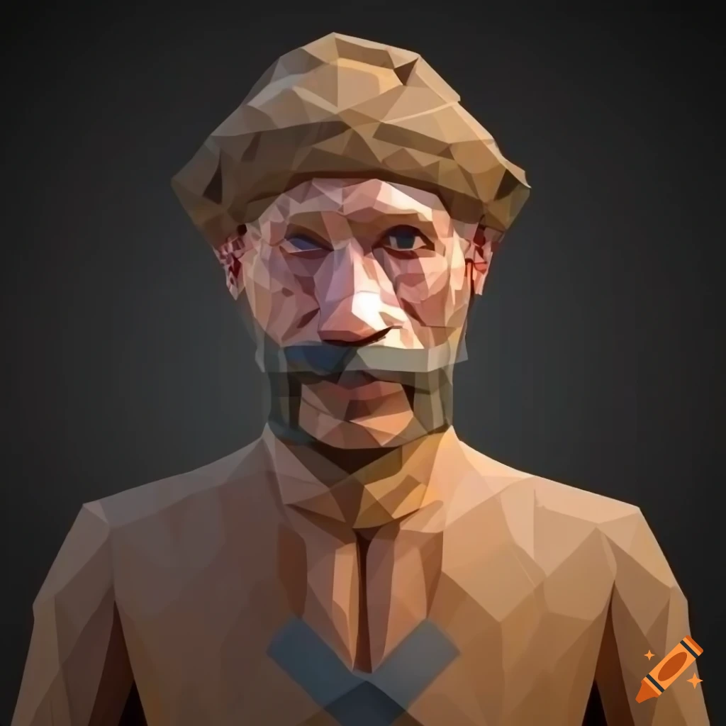 low poly Hungarian sheepherder with traditional cloth