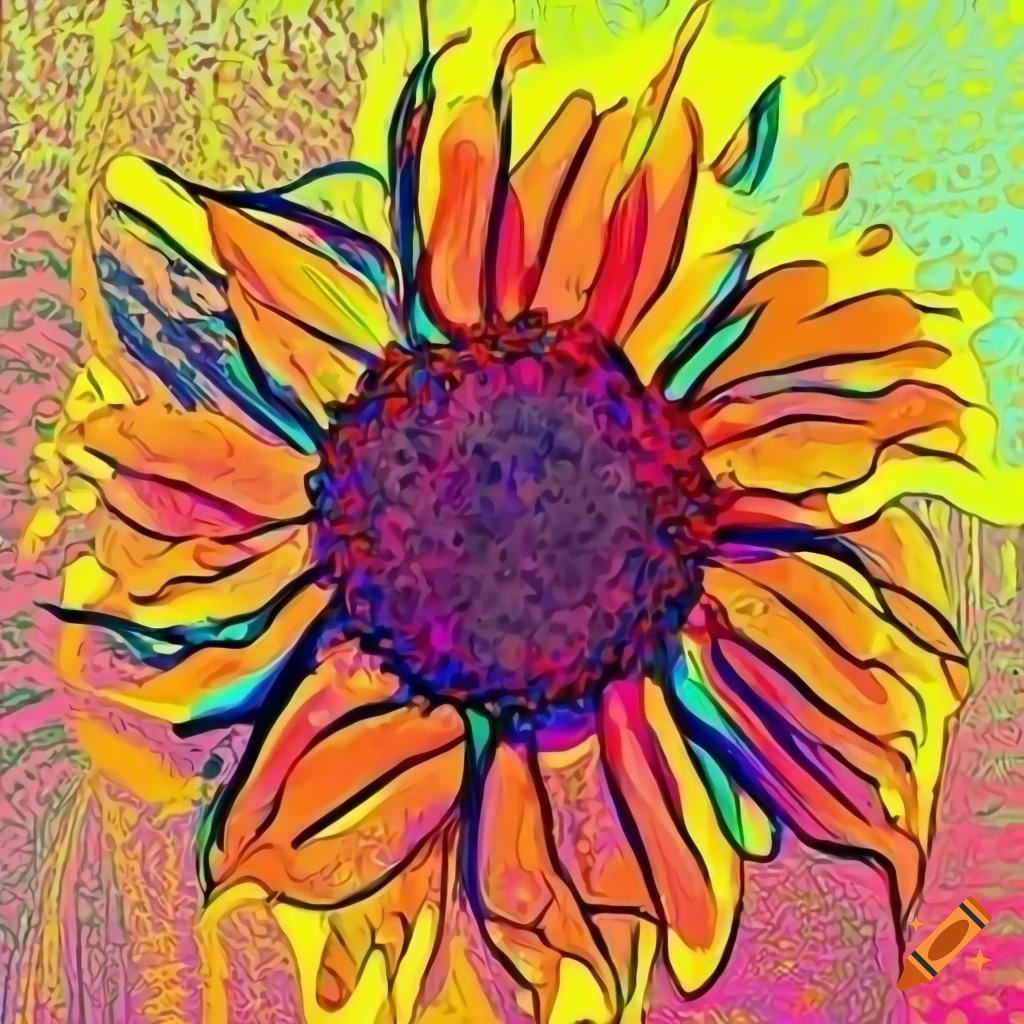 Vibrant Sunflower Line Art Illustration