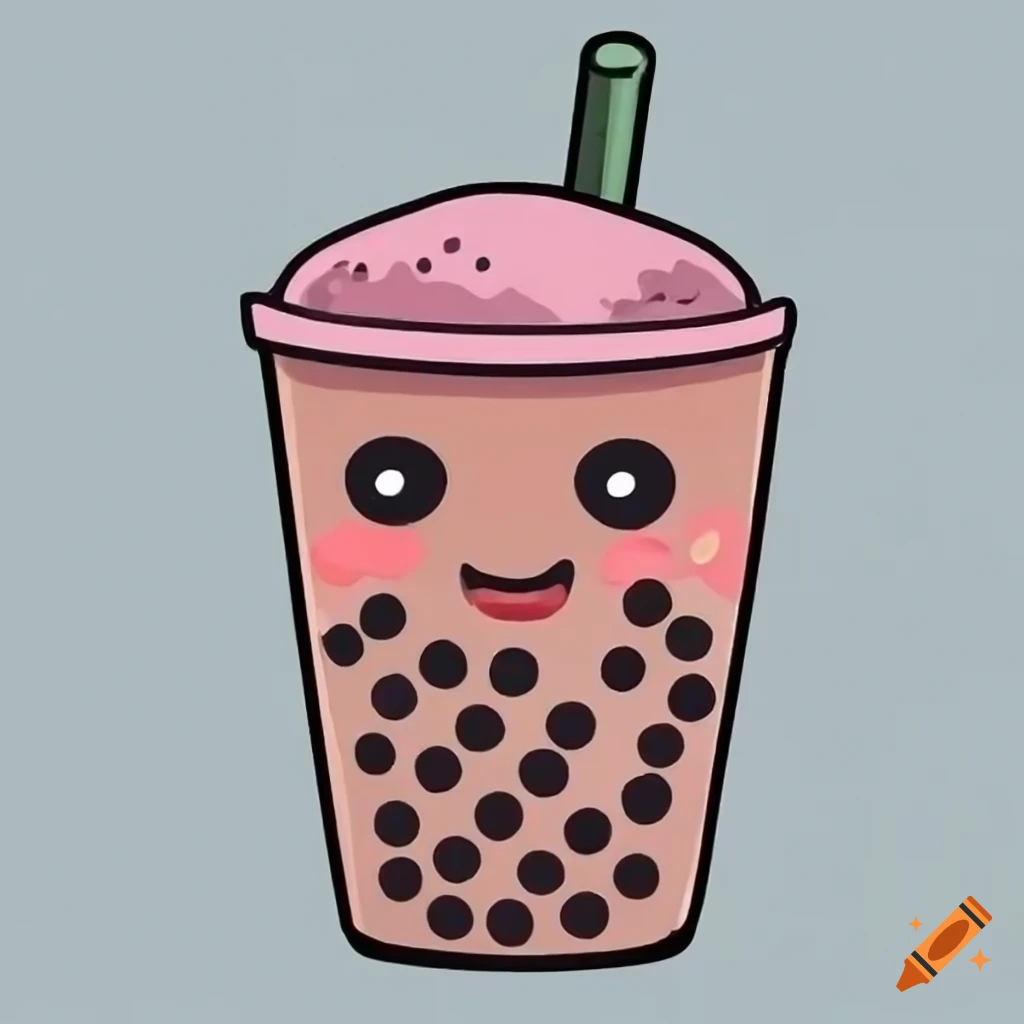 Cute cartoon boba cup with smiley face on Craiyon