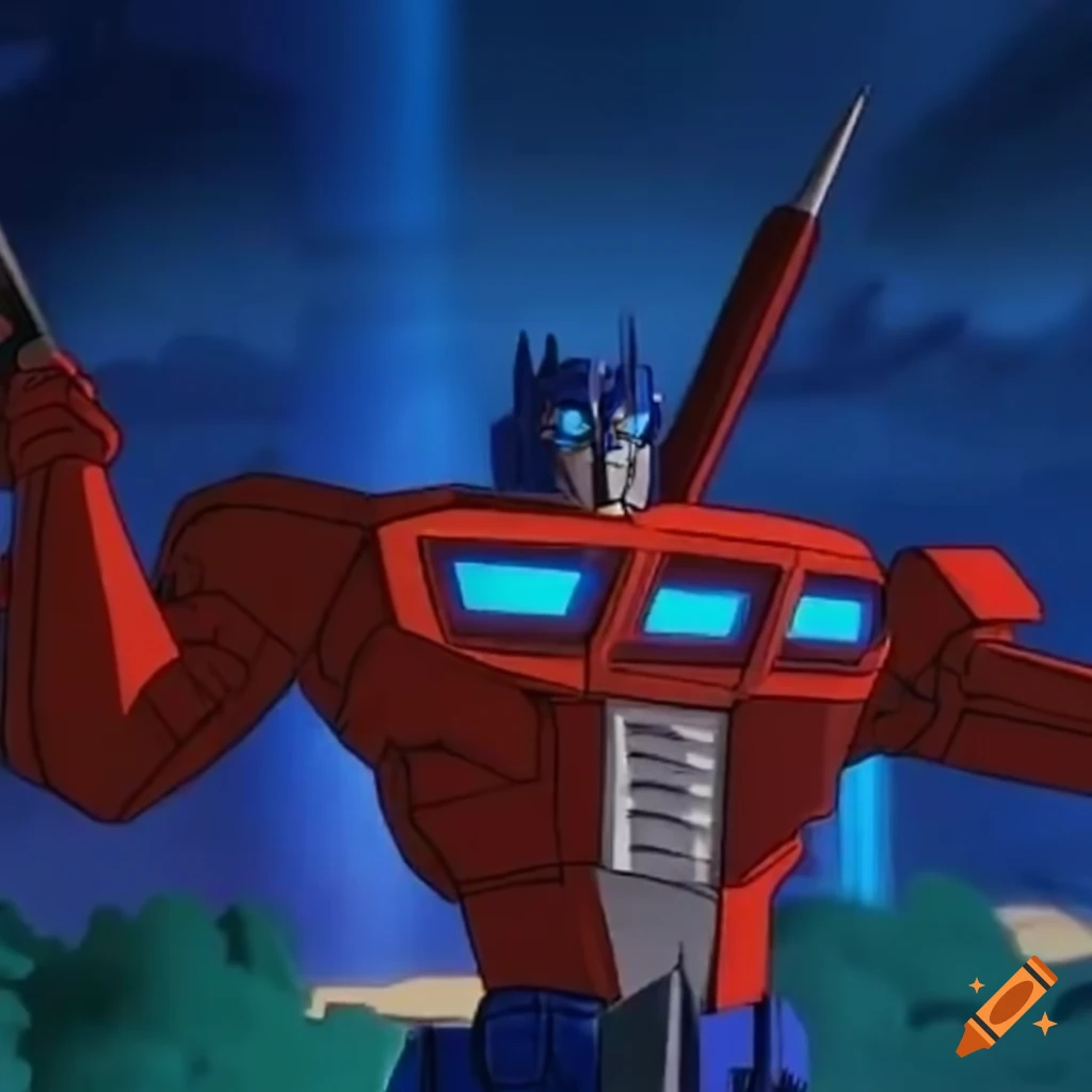 Optimus prime with battleaxe in don bluth style on Craiyon