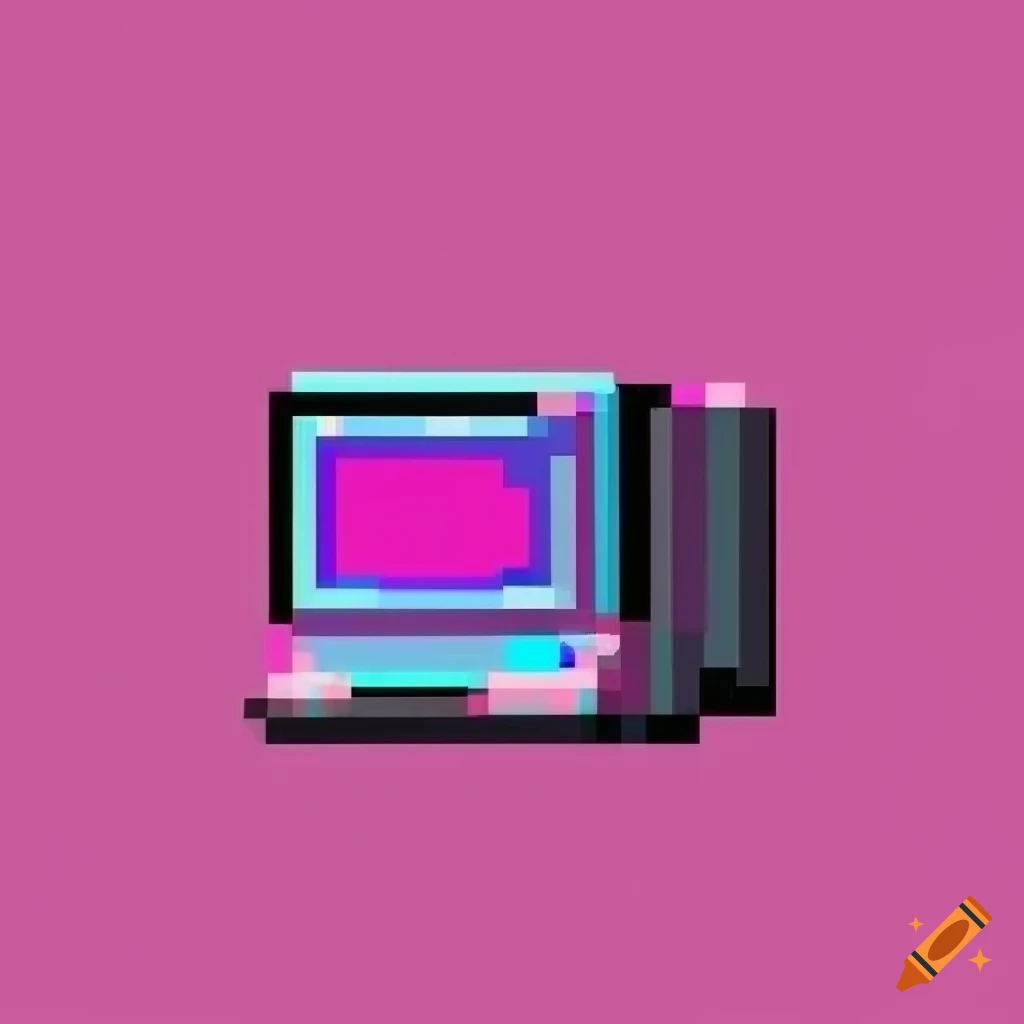 pink pixel art of a PC