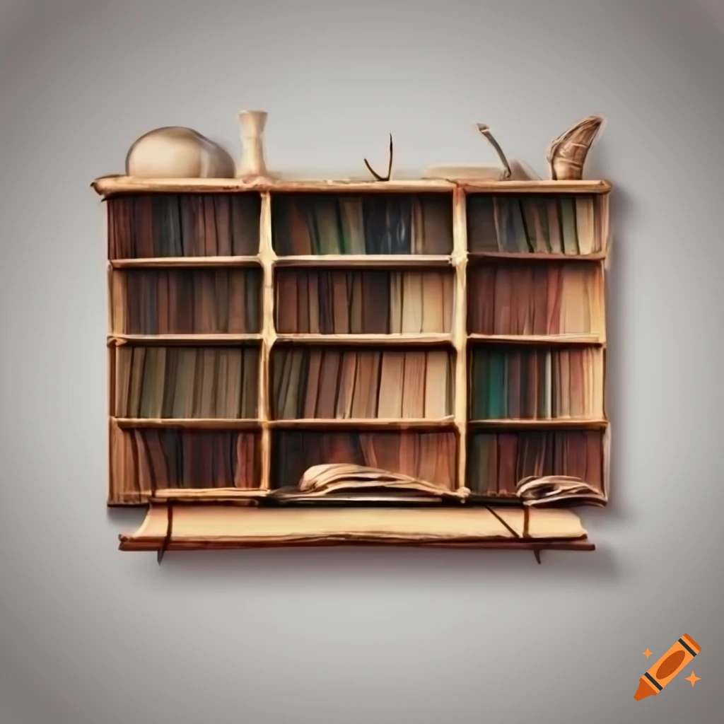 Mueble de madera con cajones y estantes para libros on Craiyon