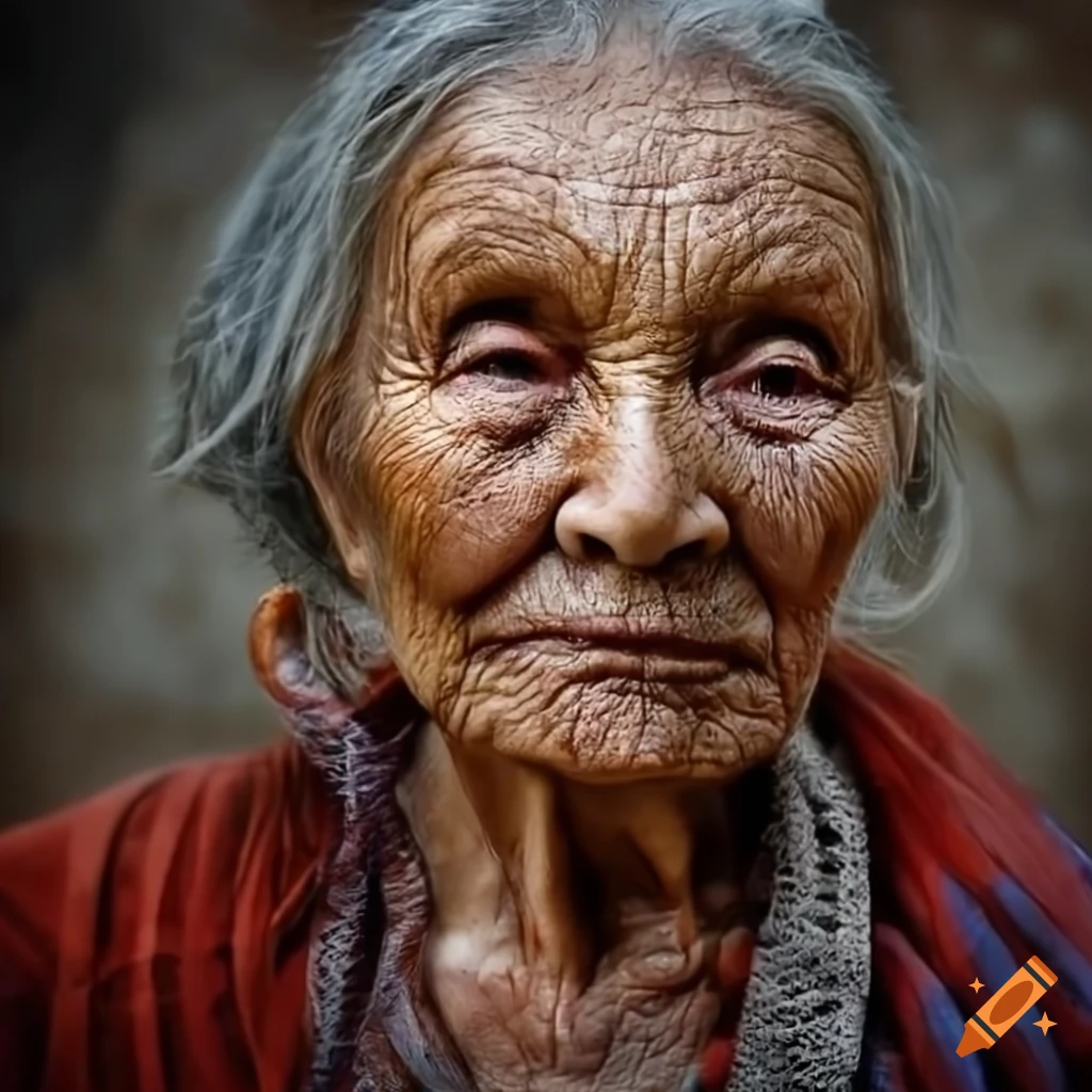 realistic portrait of an elderly woman