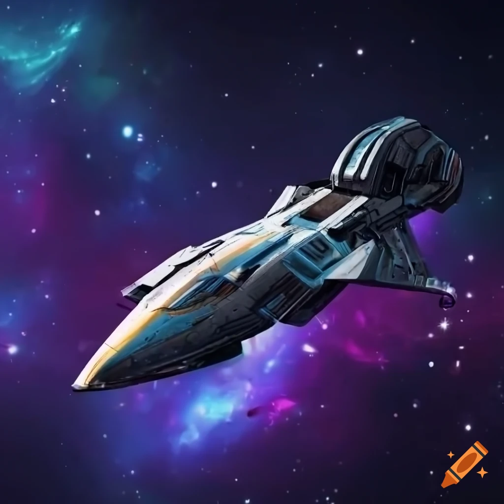 Sleek customizable spaceship in cosmic paint job on Craiyon