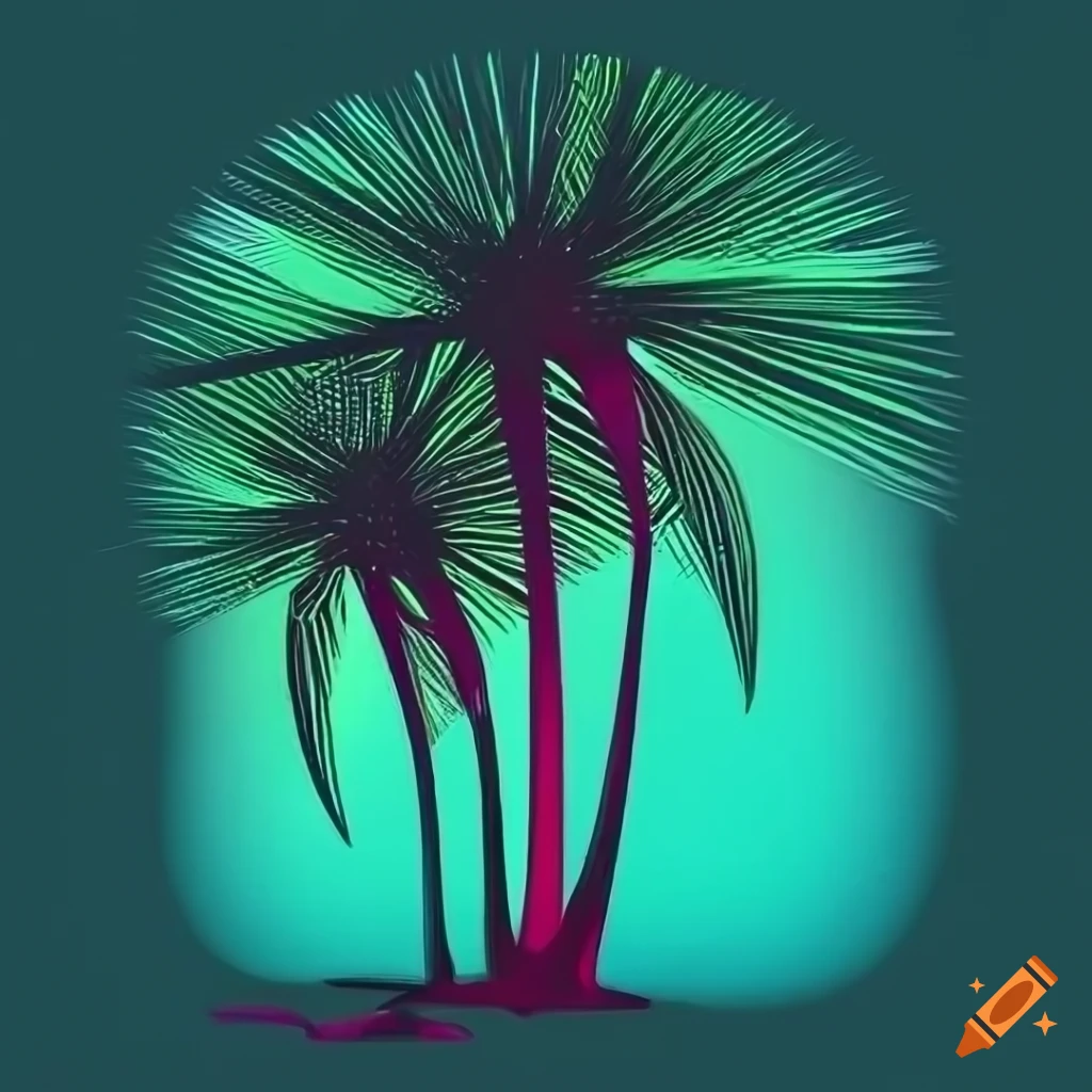 abstract digital art of palm tree and frog