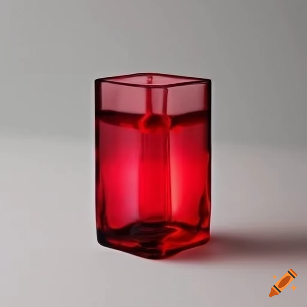 Red tinted glass bottle with crayons on craiyon