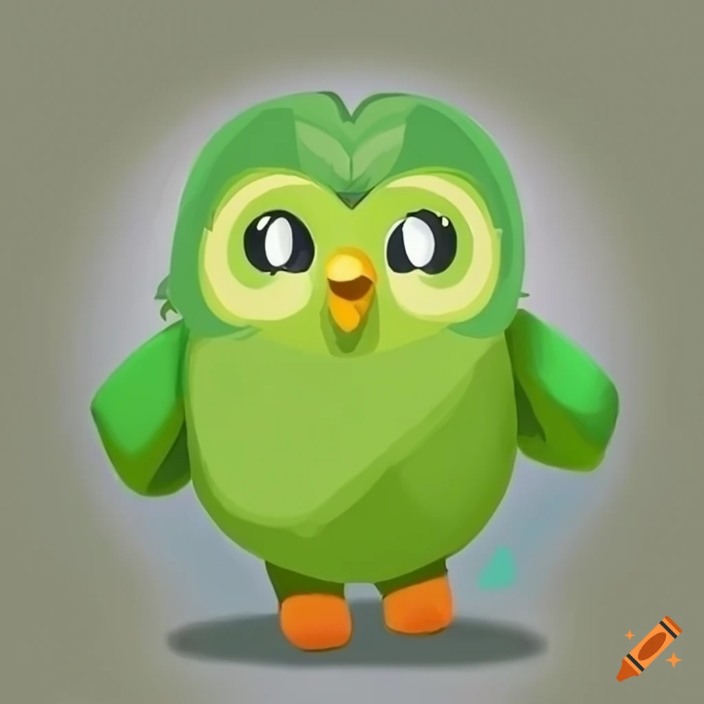 Portrait of duolingo's cute mascot on Craiyon