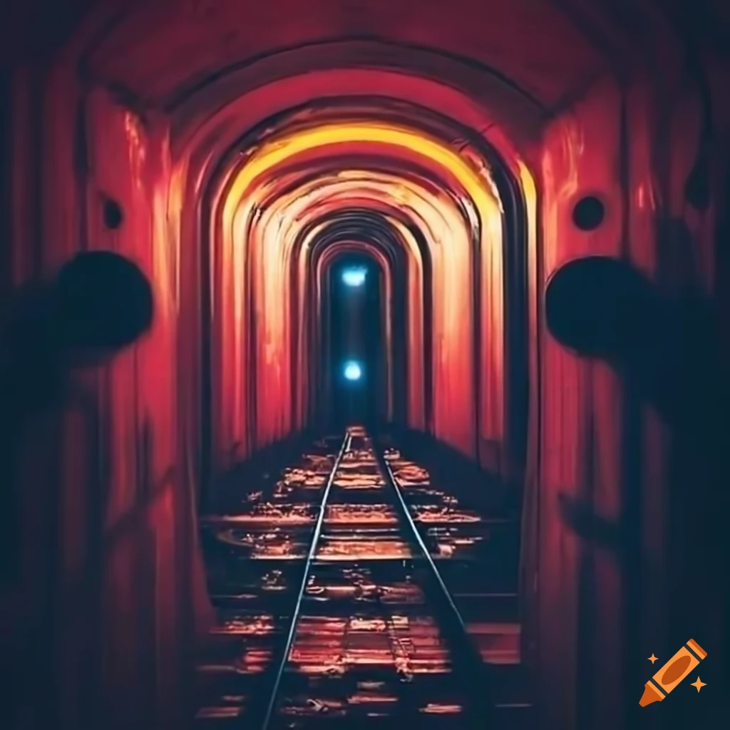 neon-lit underground train with booming speakers