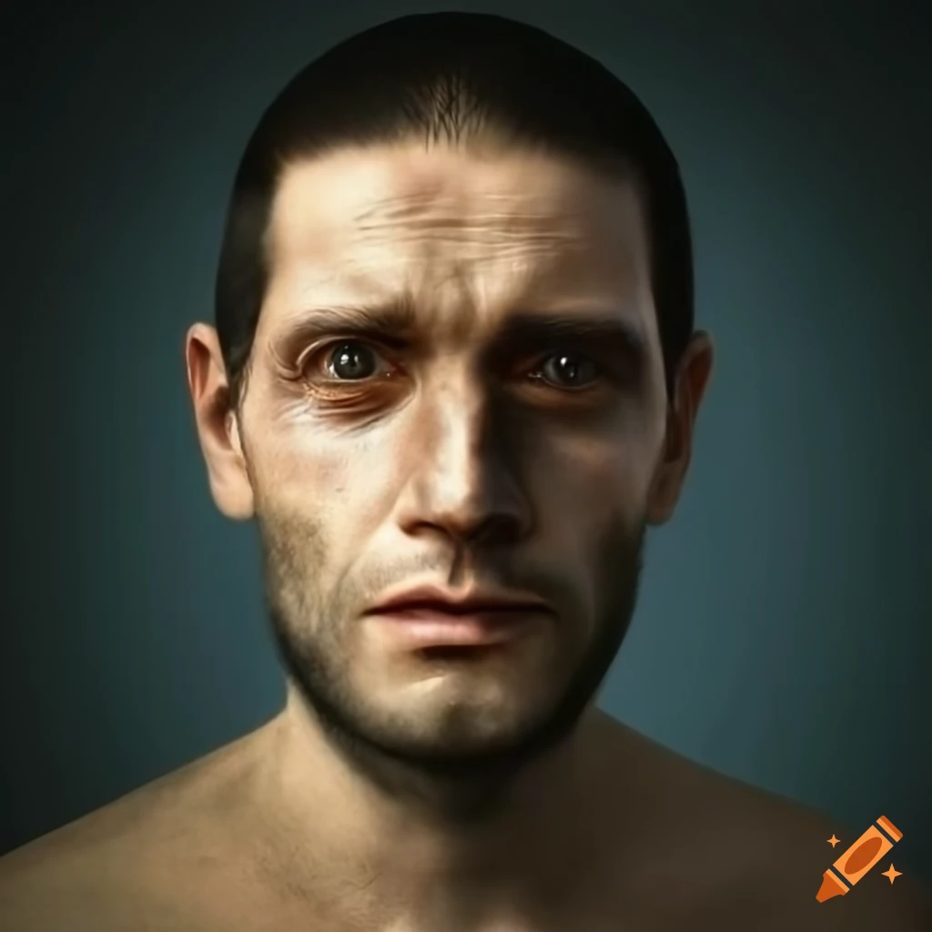 Portrait of a weathered man with a thousand yard stare on Craiyon