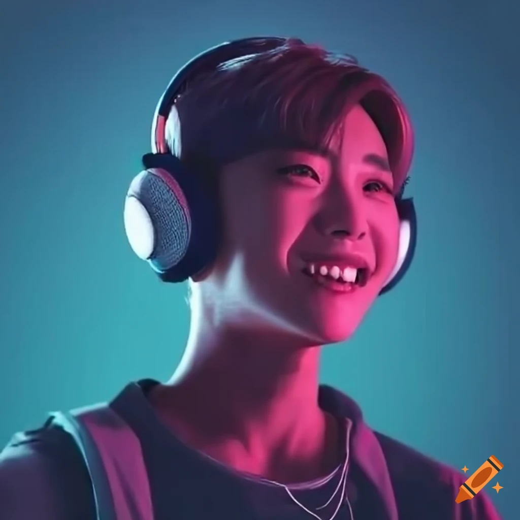 person smiling and listening to Kpop