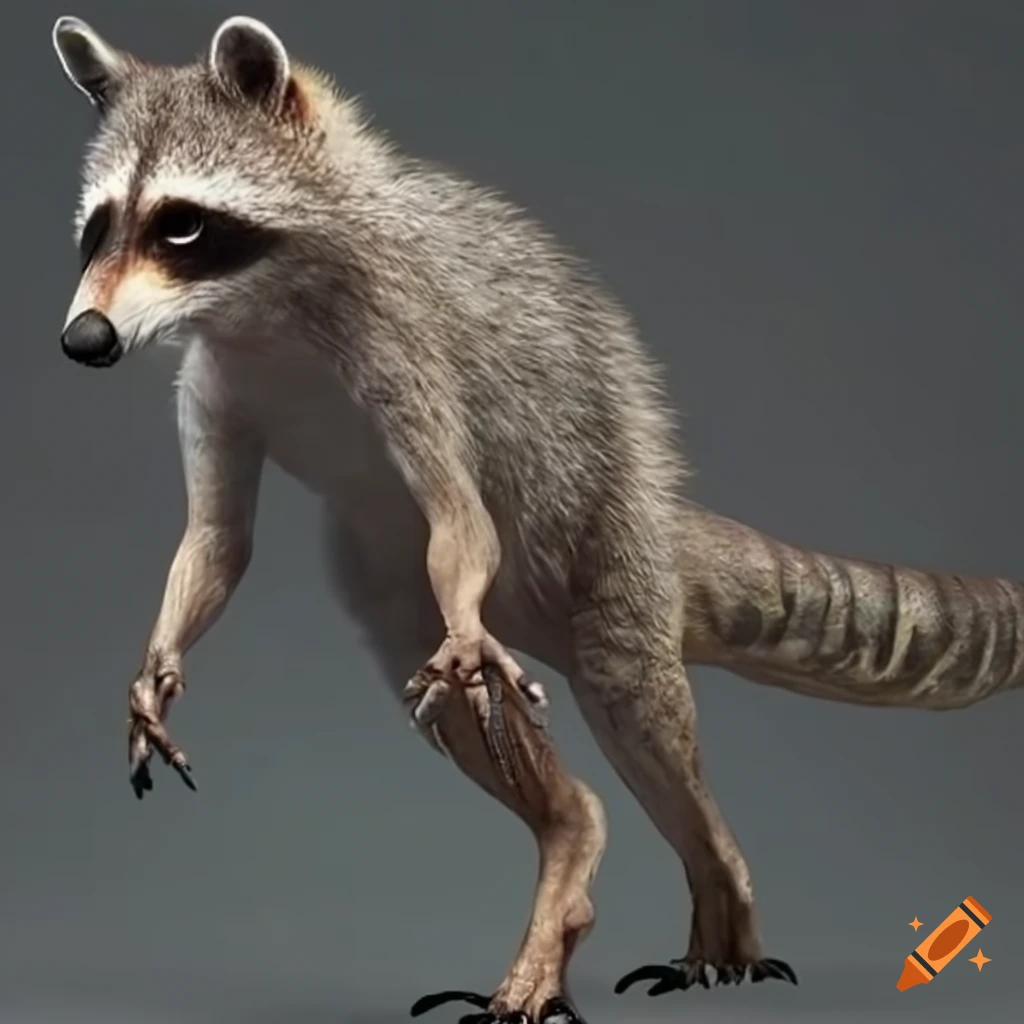 image of a racoon-velociraptor hybrid creature
