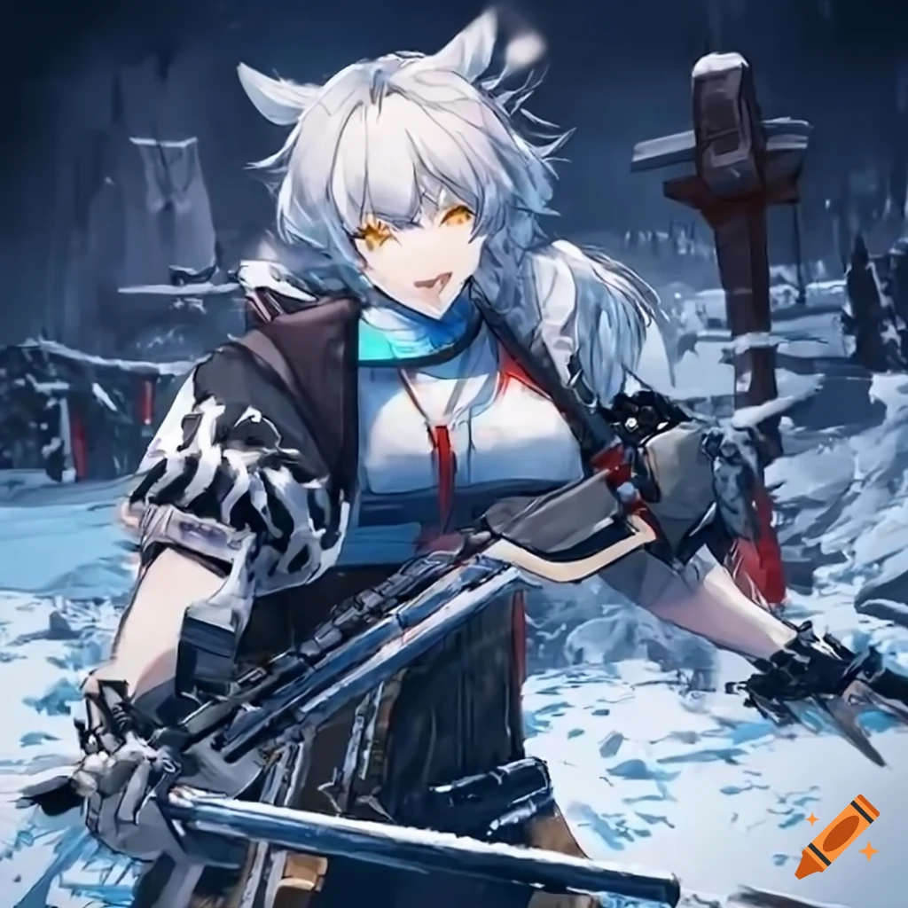 Epic battle scene in arknights video game on Craiyon