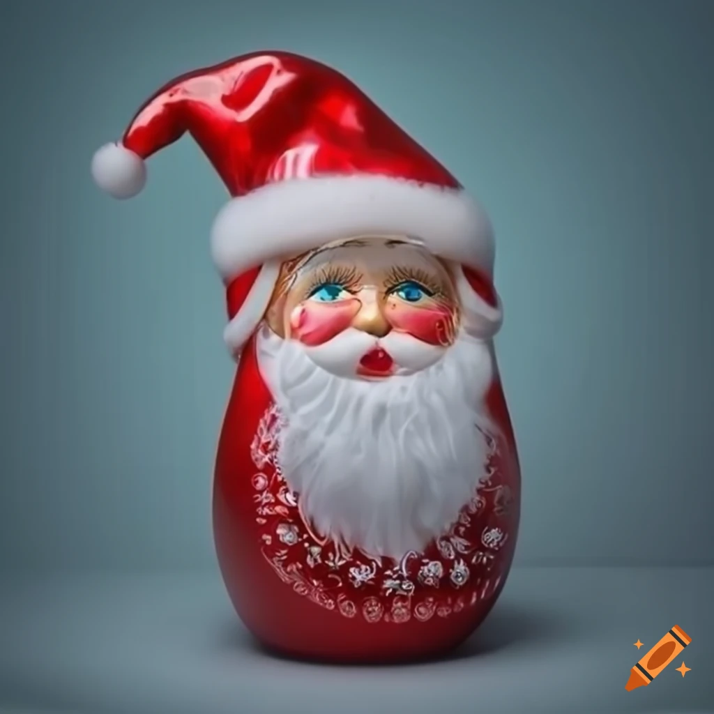 Hyperrealistic russian doll santa claus toy in transparent package on