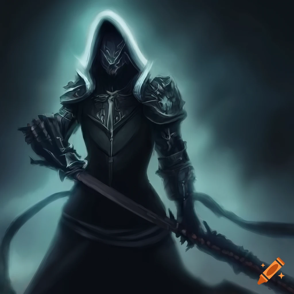dark fantasy portrait of a knight with a magic sword