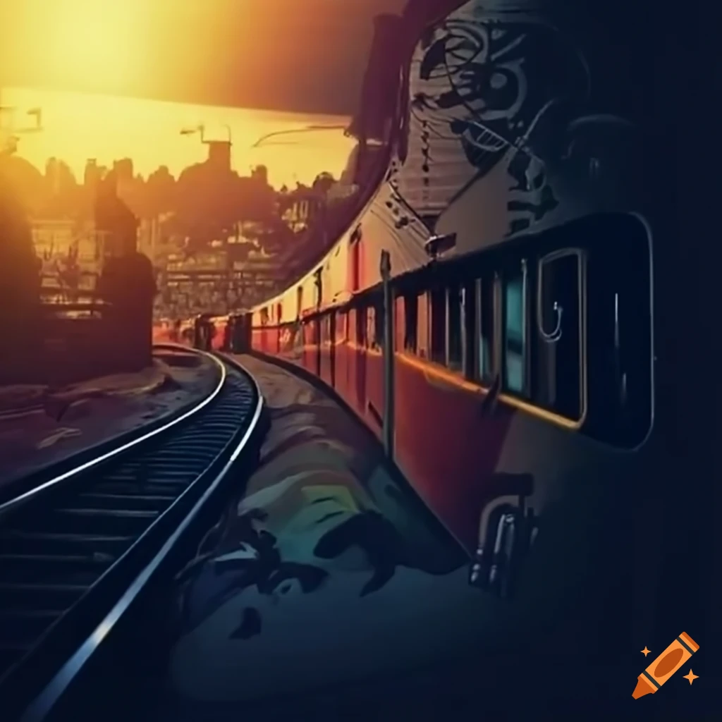 Train with music in the background on Craiyon