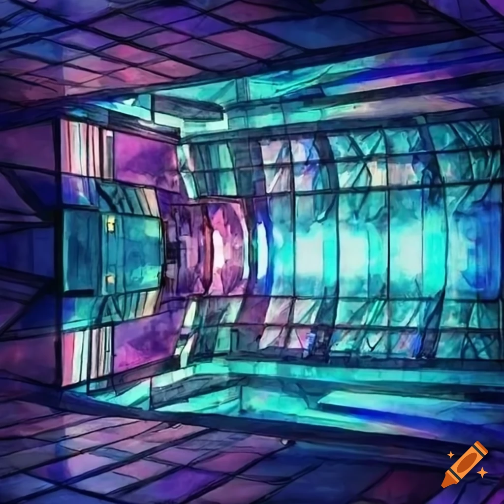 Watercolor of a futuristic room with screens on Craiyon
