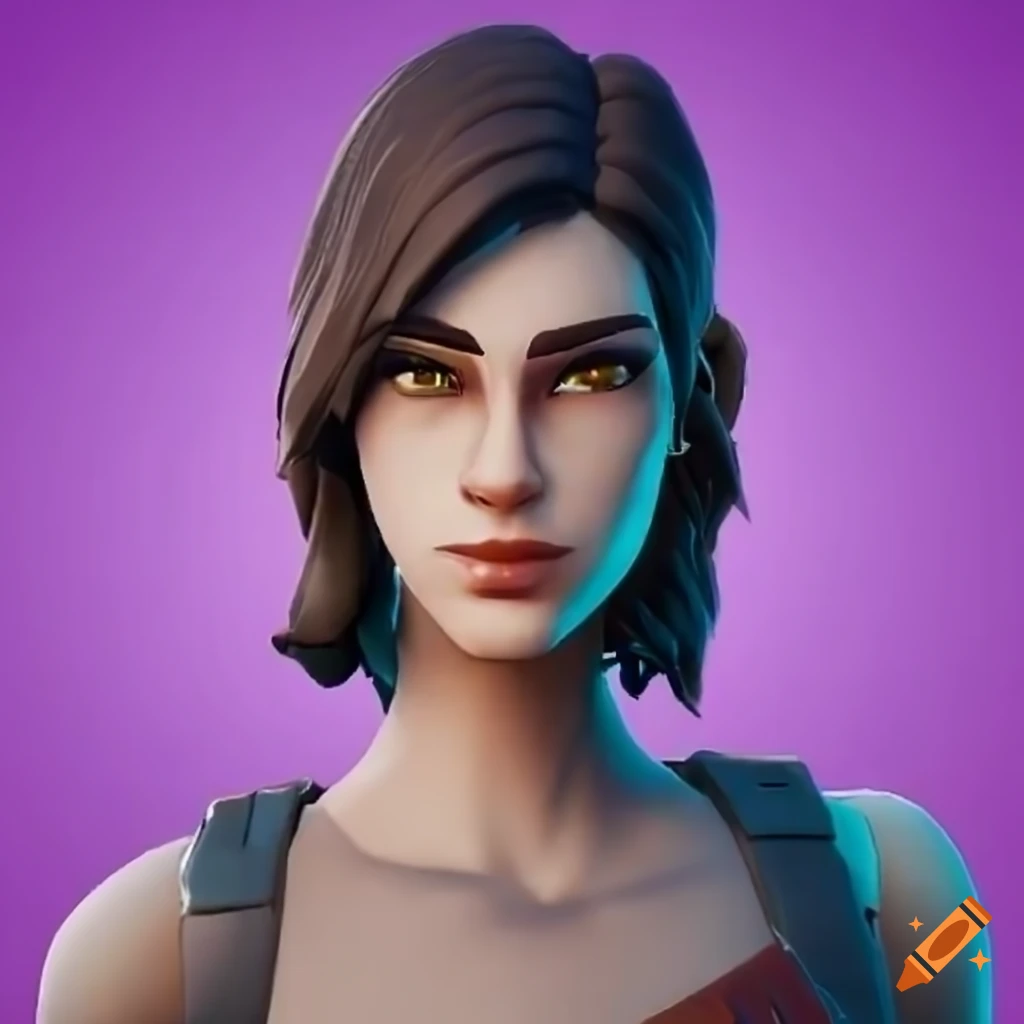 Digital Illustration Of A Fortnite Character With Brunette Hair And Greyish Blue Eyes