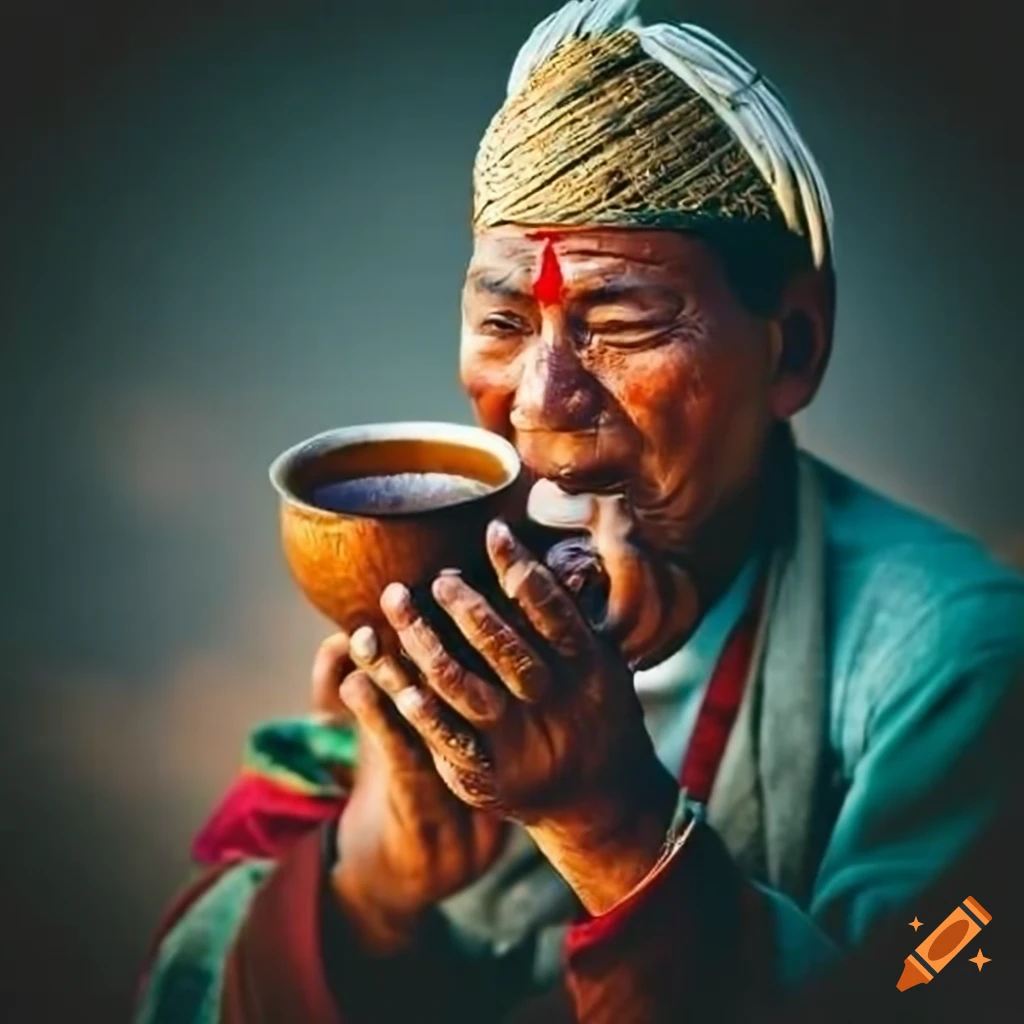 Nepali people enjoying tea