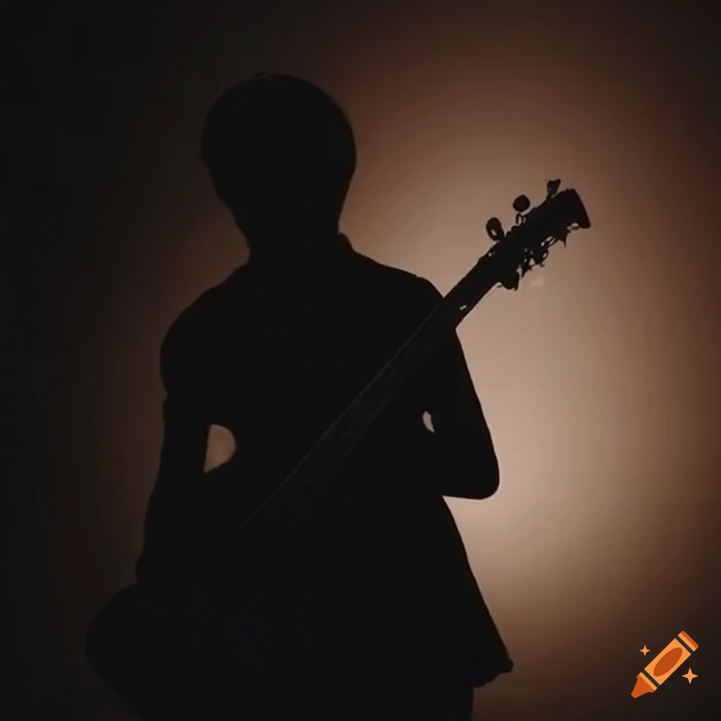 silhouette of a bass player on stage