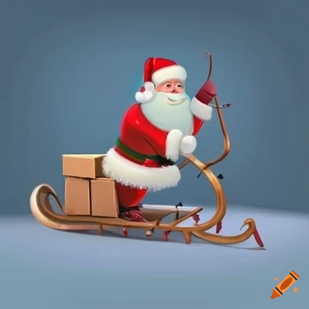 Santa's sled with boxes and folders