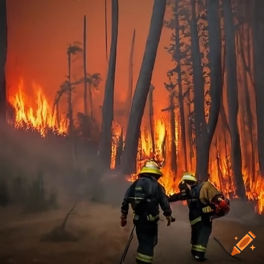 image of firefighters battling a wildfire