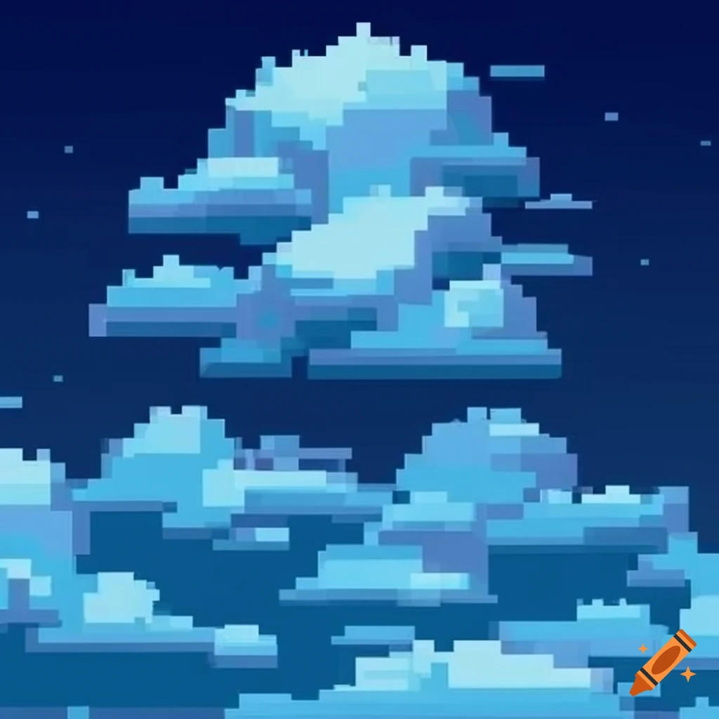 pixel art of a vibrant cloudy sky