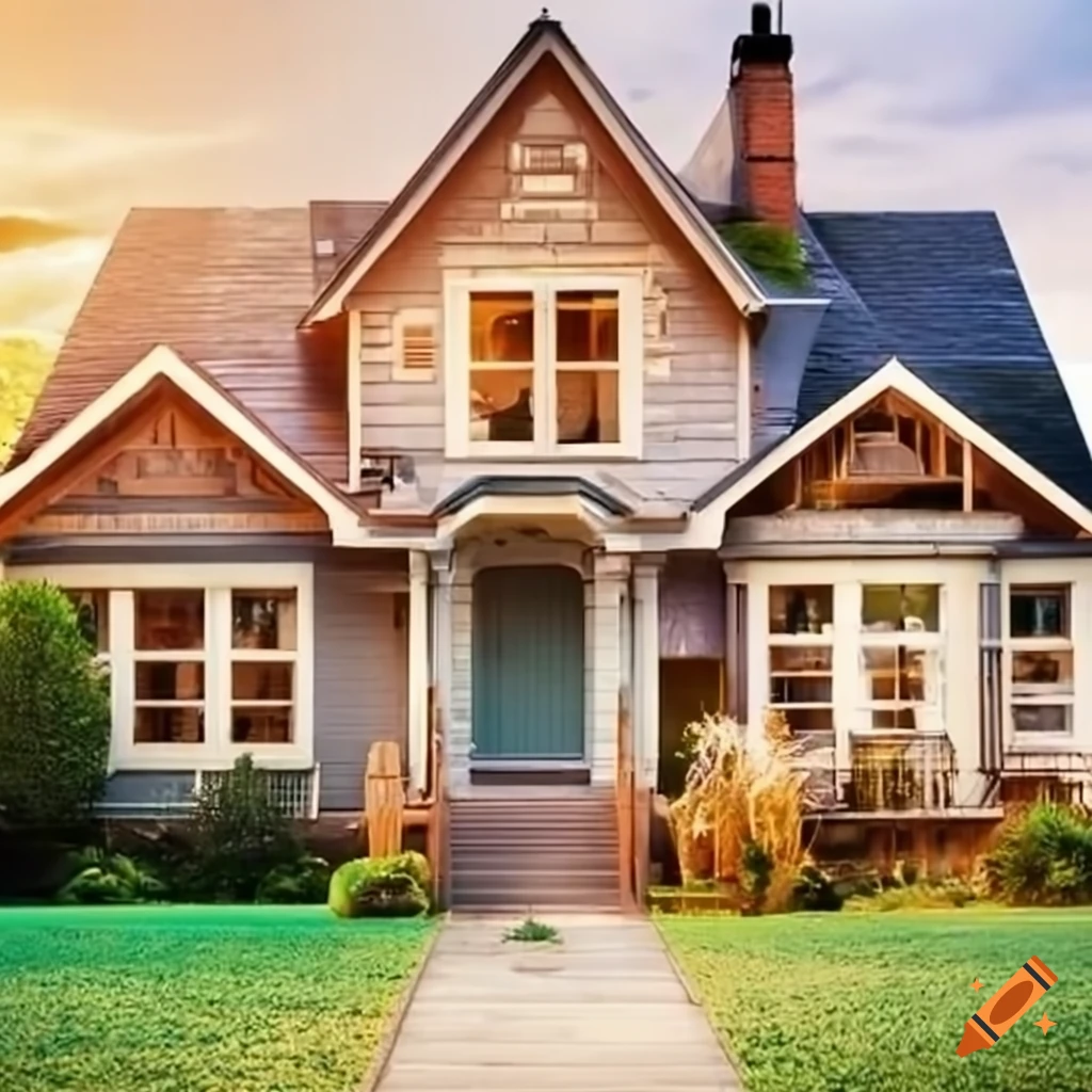 Before and after comparison of a renovated house on Craiyon