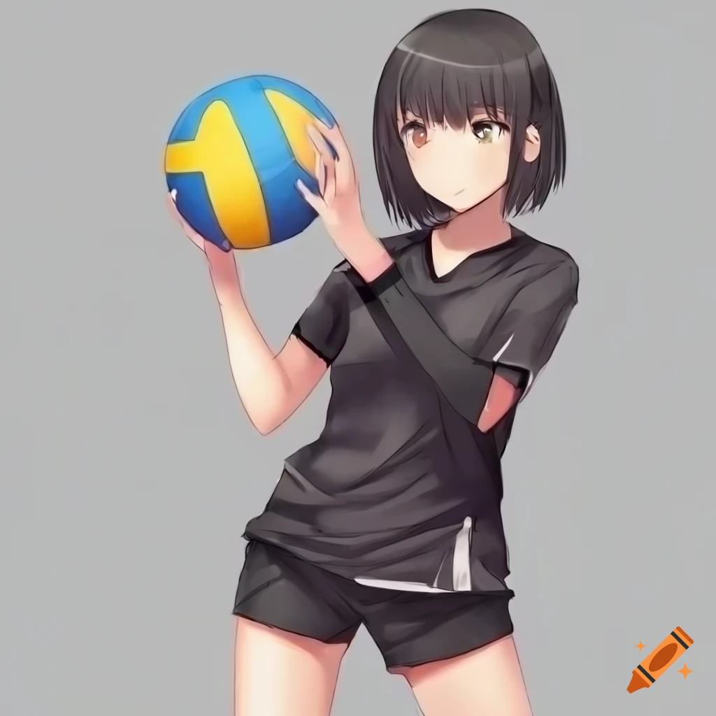 Volleyball anime cartoon black and white on Craiyon