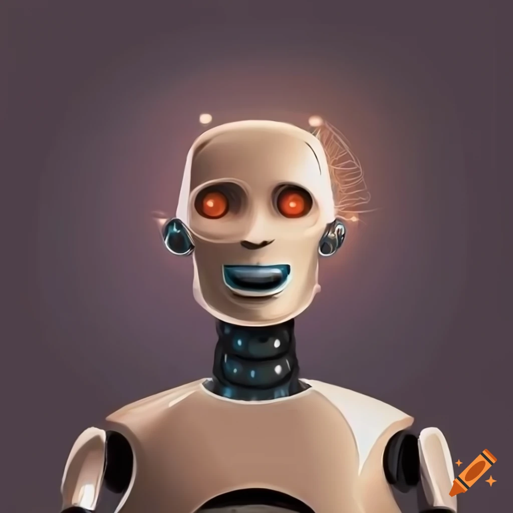 Smiling and waving robot profile picture on Craiyon