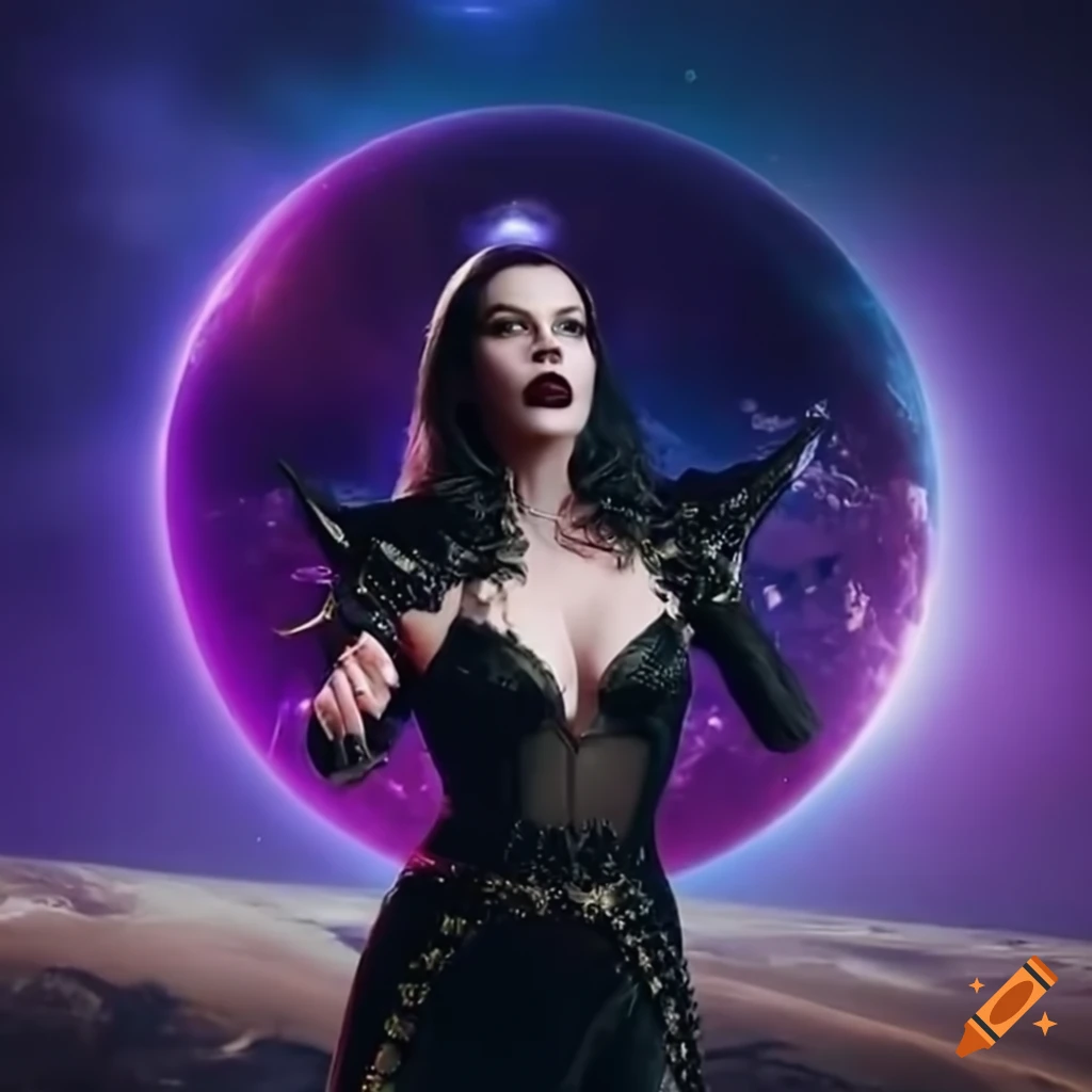 image of a futuristic vampire woman on an alien planet