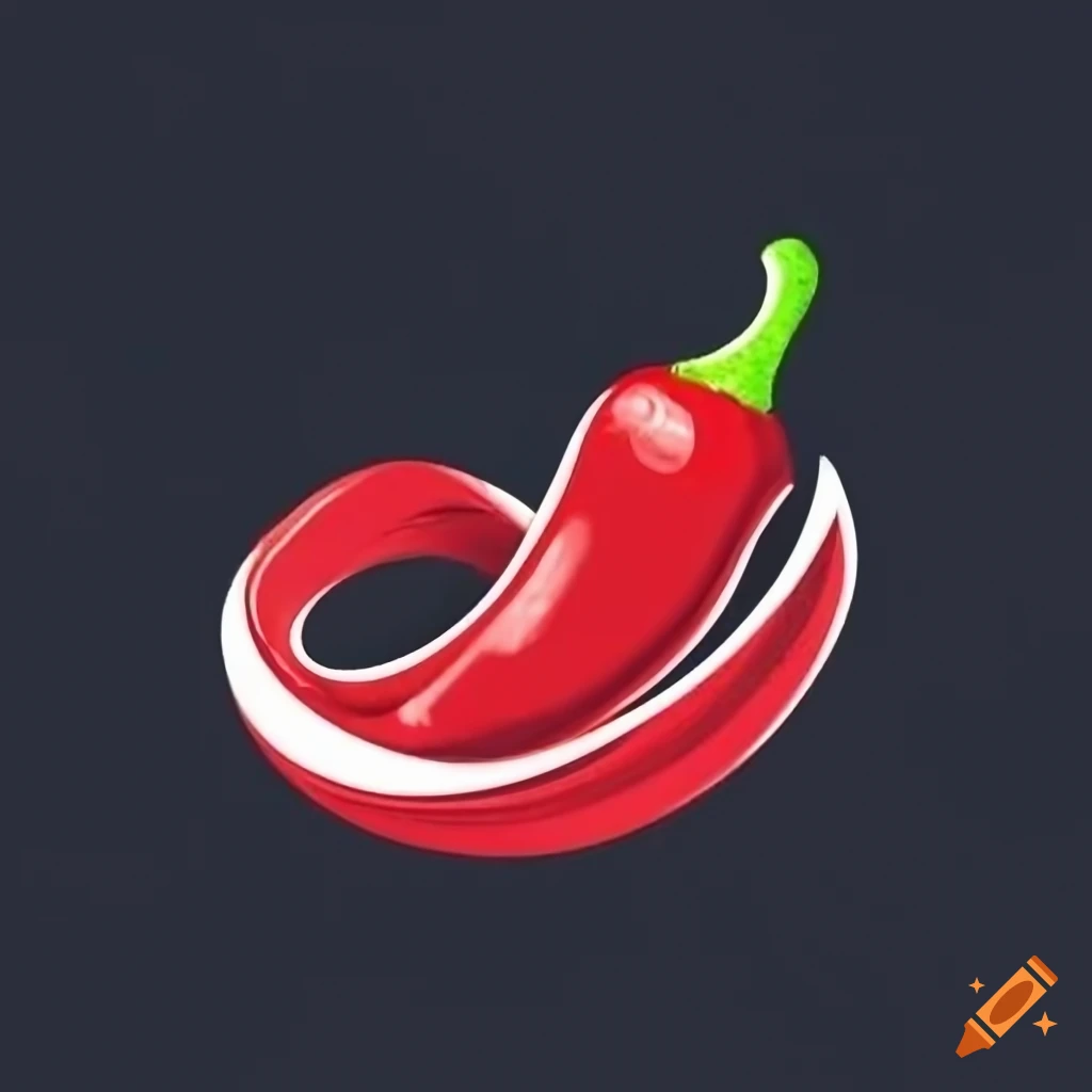 Bright red chile pepper logo for organic hot sauce on Craiyon