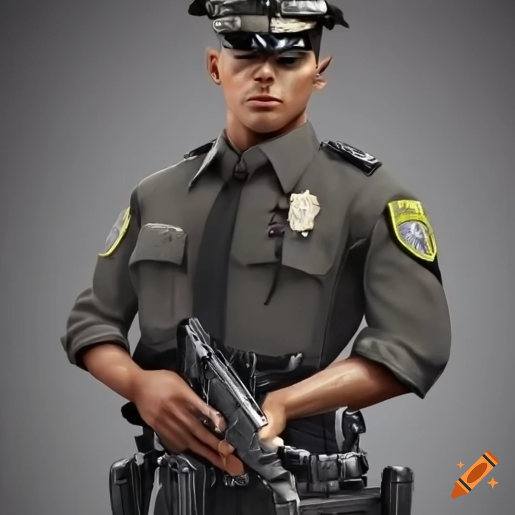 portrait of a realistic male police officer