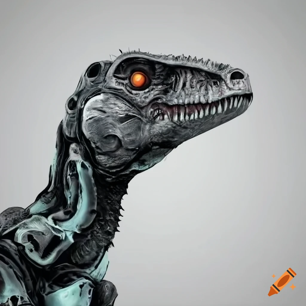 life-like robot raptor baring its teeth