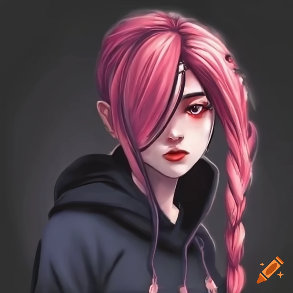 Digital Art Of A Female Character With Dark Pink Hair And Unique Eyes digital-art-of-a-female-character-with-dark-pink-hair-and-unique-eyes
