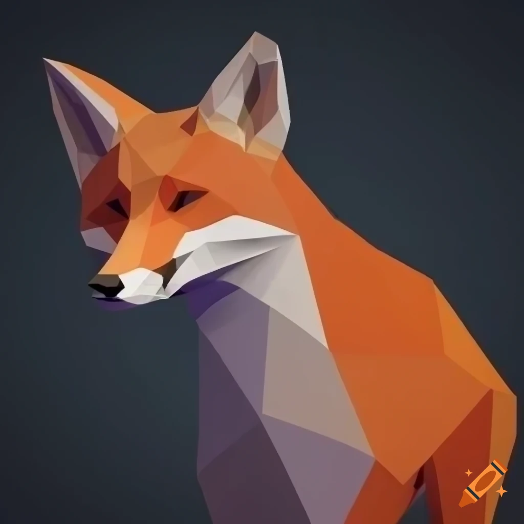low poly design of a fox