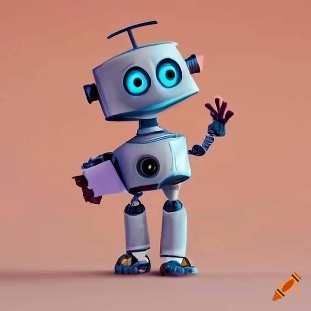 pixar style robot holding papers