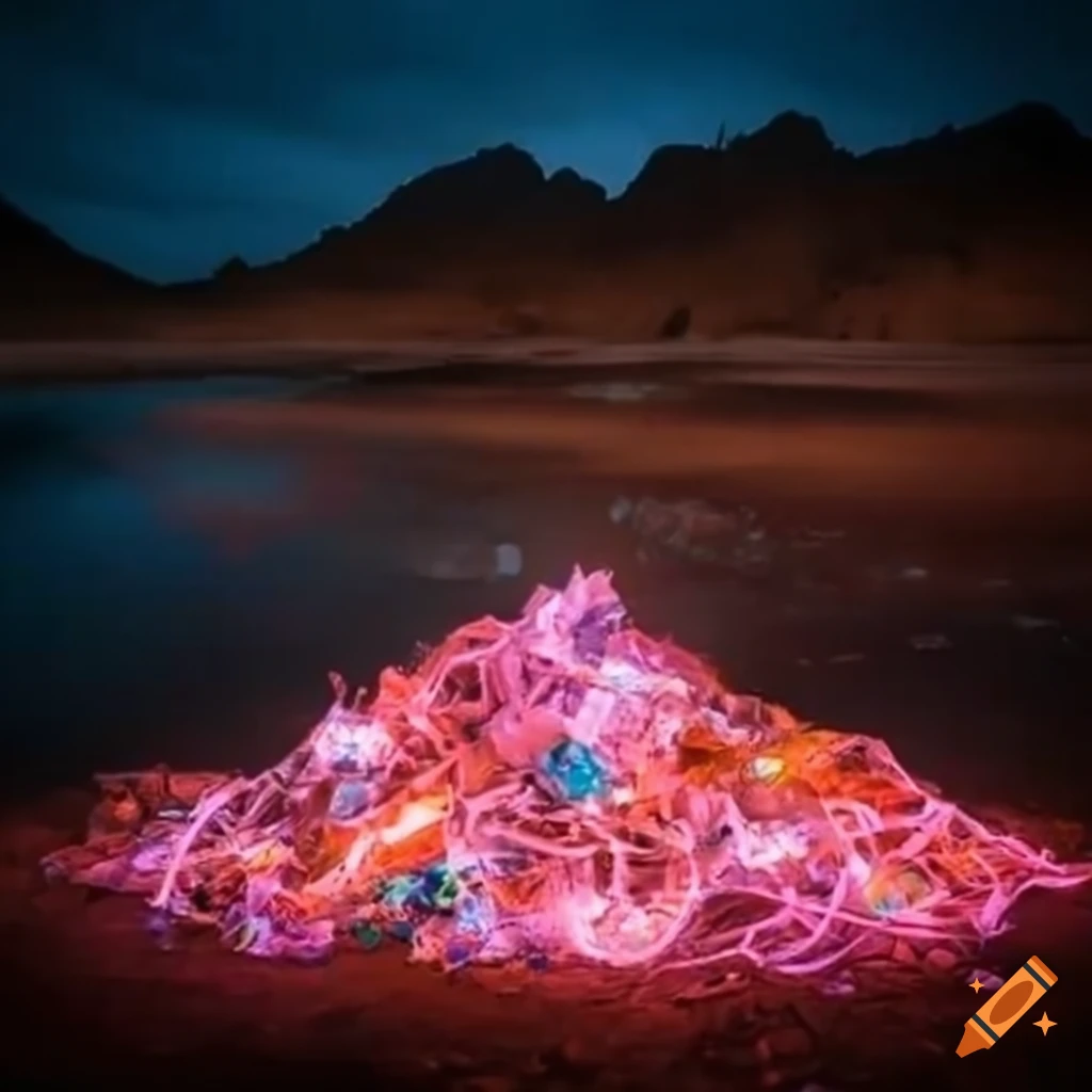 Glowing trashheap artwork on Craiyon