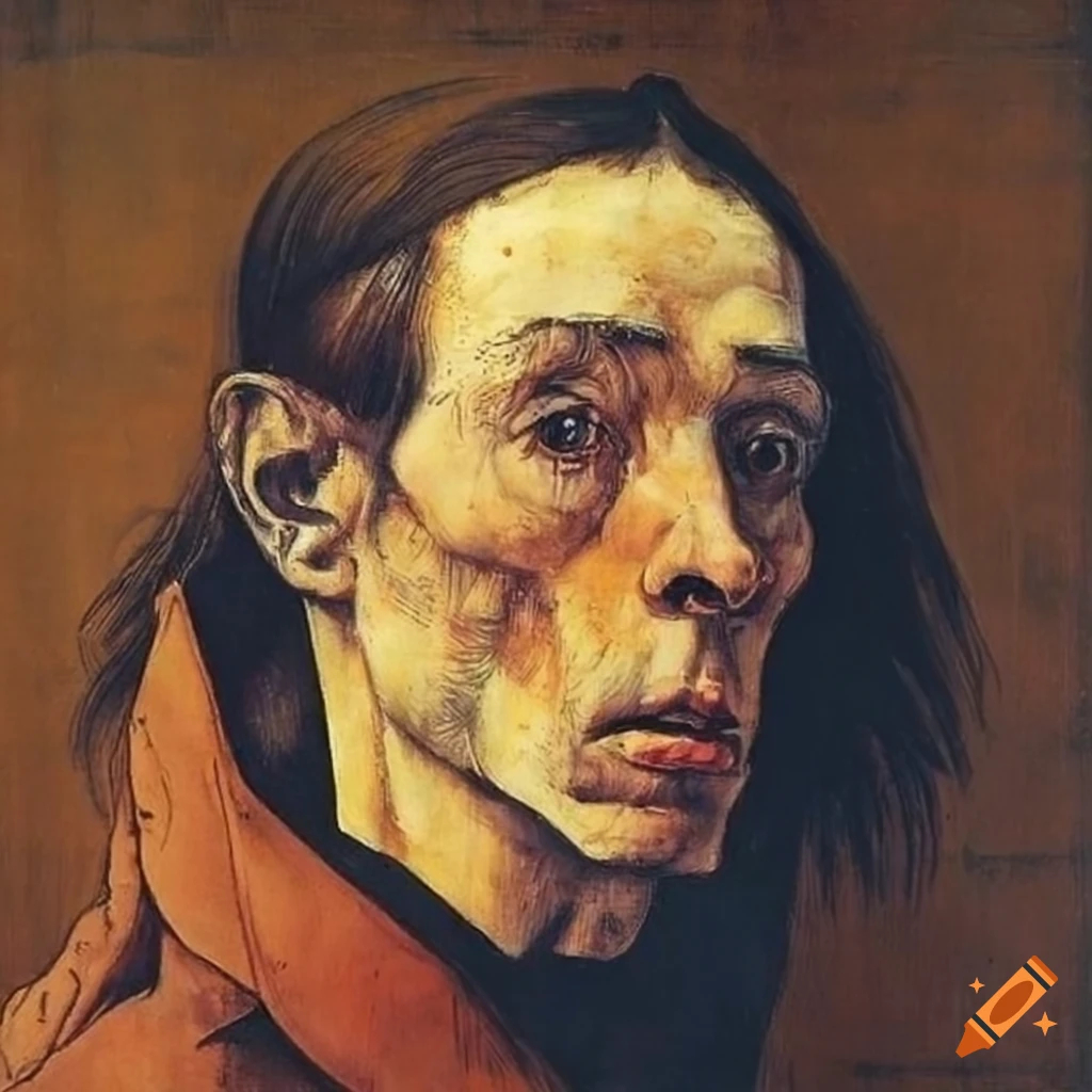 portrait paintings by Rockwell, Schiele, Bacon, and Durer