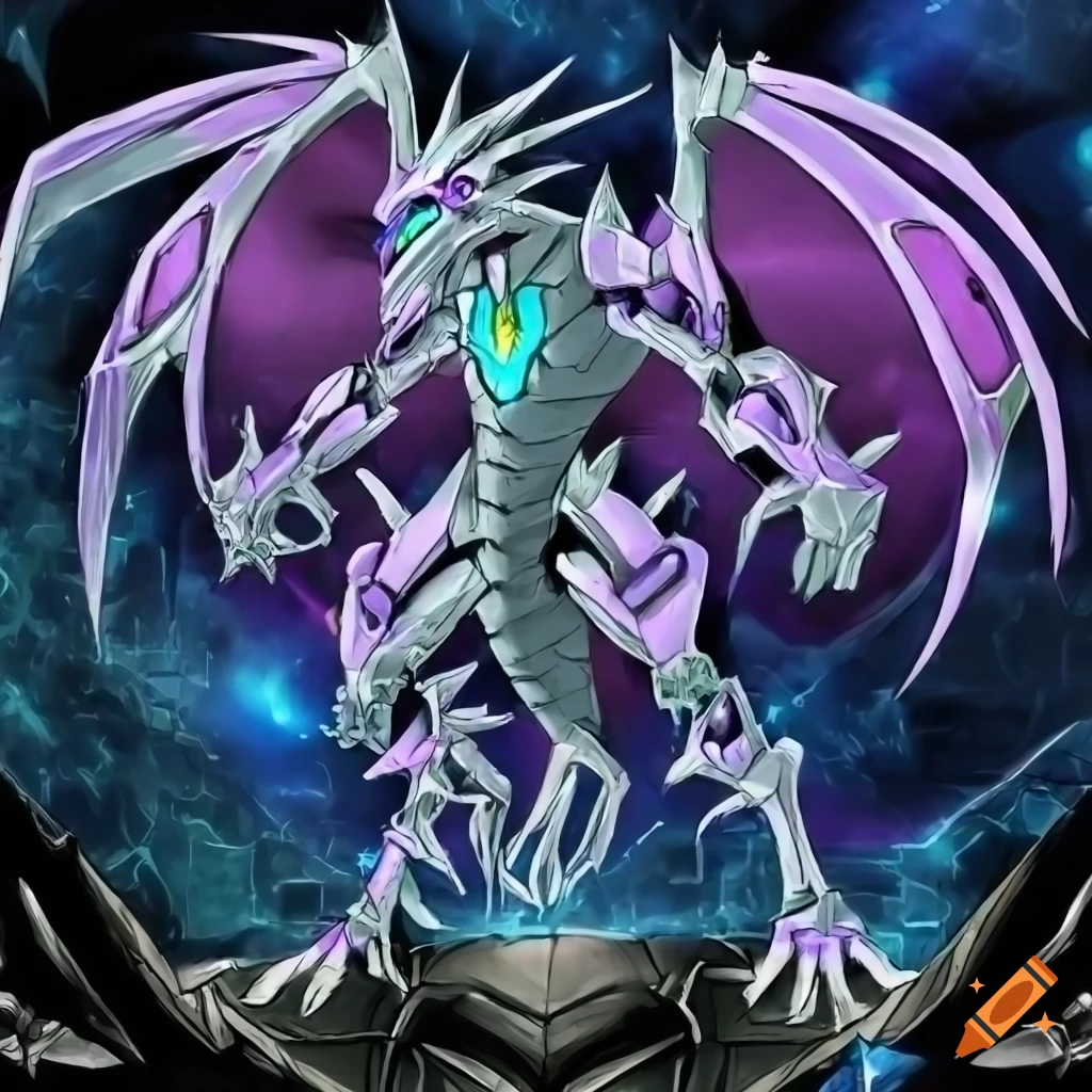 Detailed cybernetic dragon in yugioh art style on Craiyon