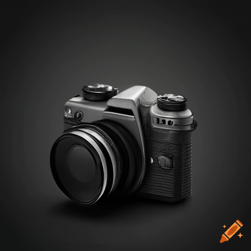 Realistic black and white camera on Craiyon