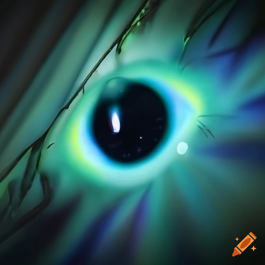 Closeup of a dragon eye with aurora colors on Craiyon