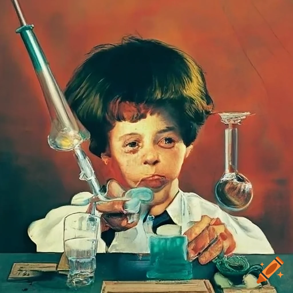 Norman rockwell's painting of a chemistry lab on Craiyon