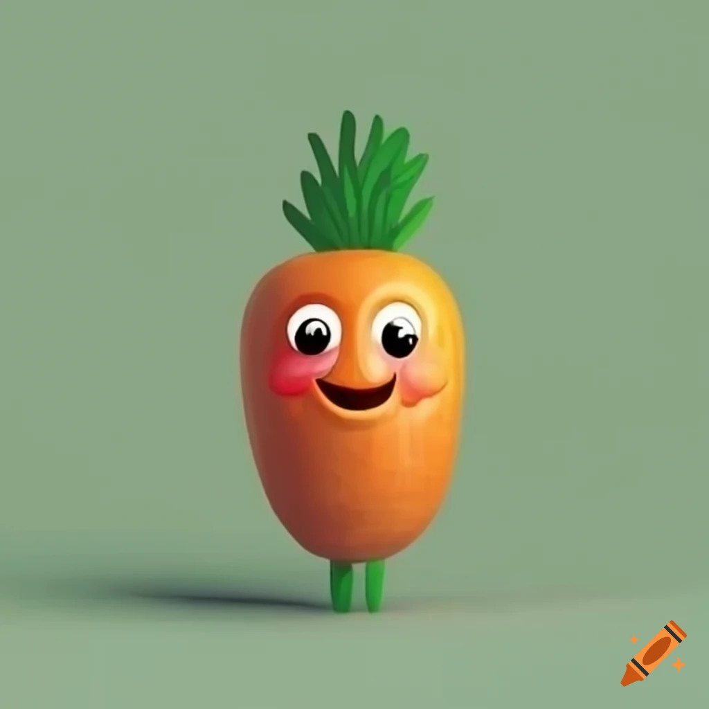 Cartoon illustration of a cute carrot on Craiyon