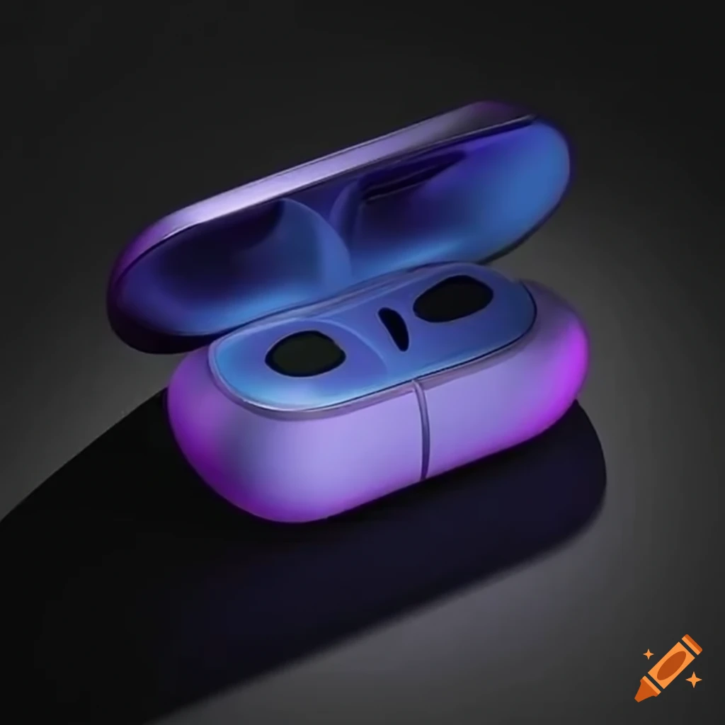 Kinetic chrome variant of airpods with box on craiyon