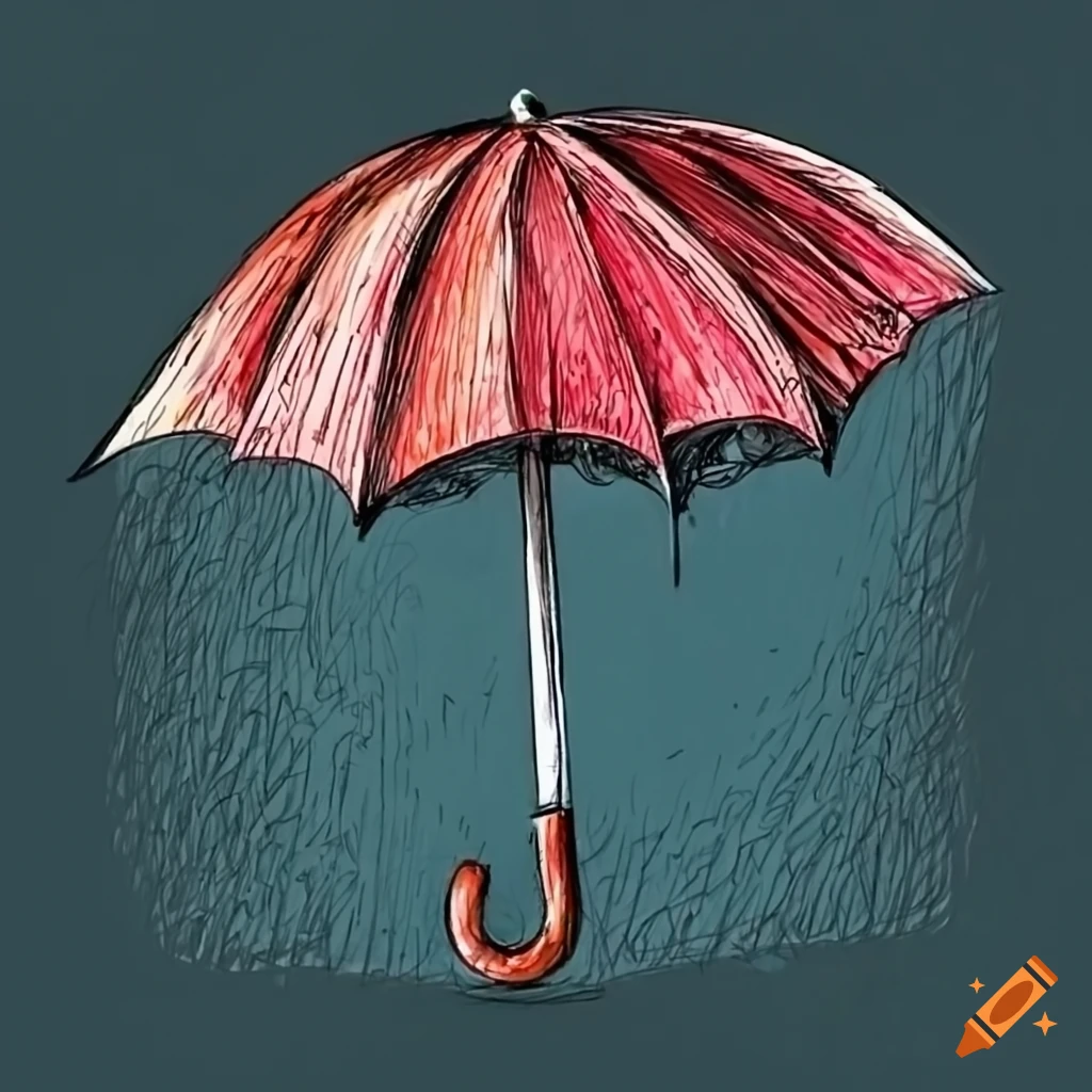 pencil sketch of an umbrella