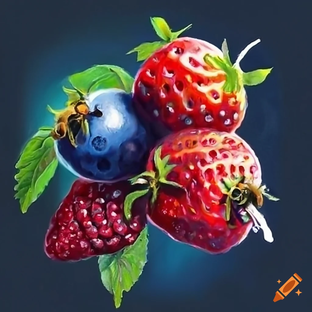image of a bee pollinating berries and flowers