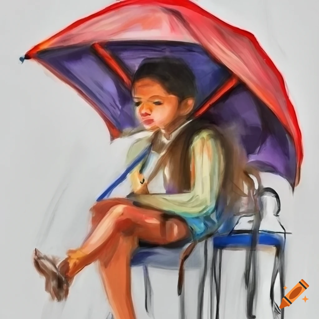 Pencil sketch of an umbrella on Craiyon