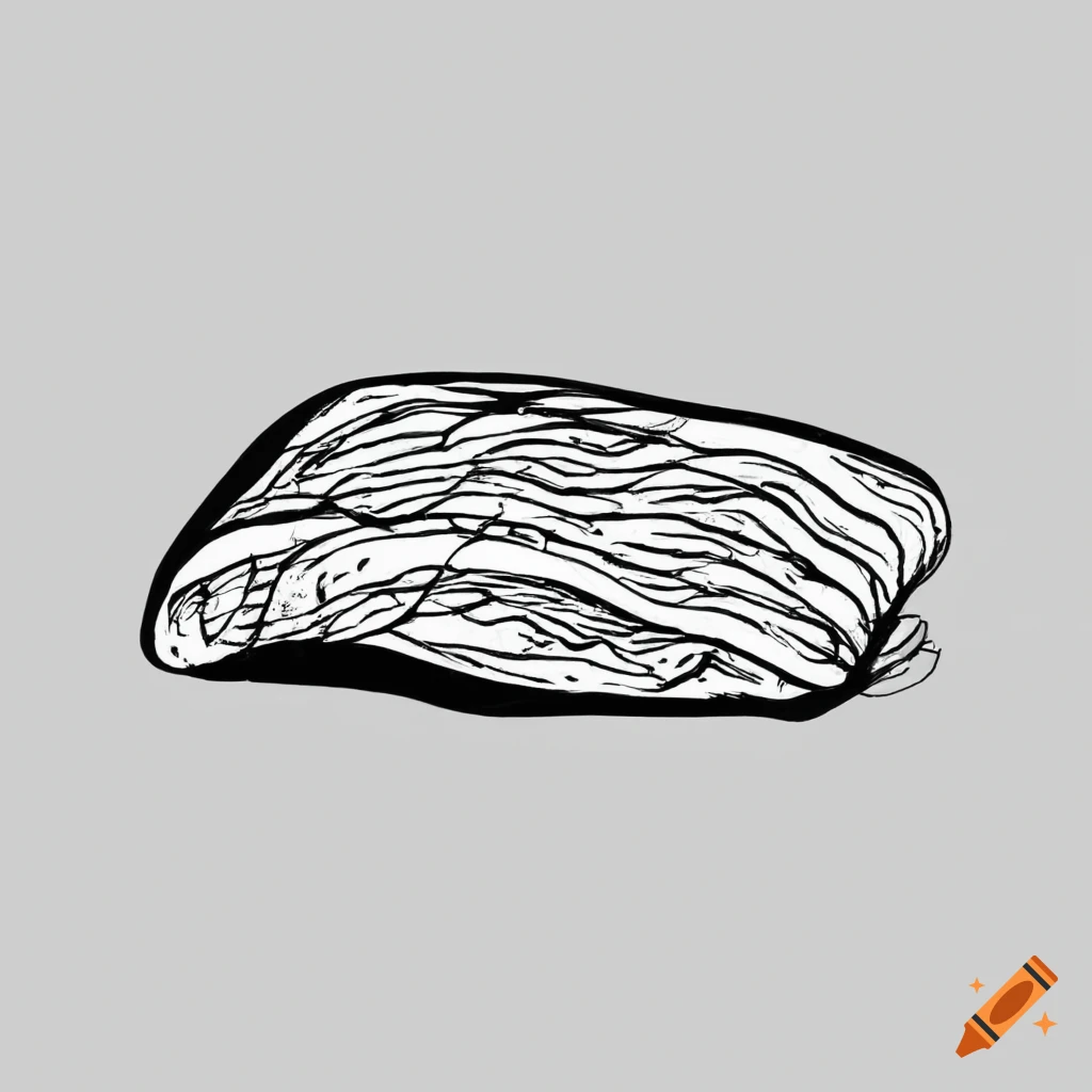 Minimalist continuous line drawing of a salmon fillet