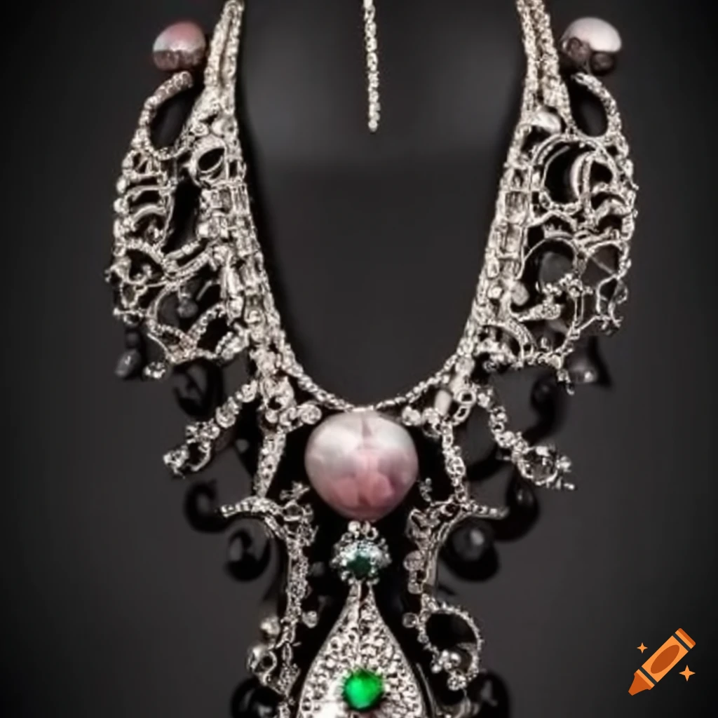 Gothic style necklace with intricate gemstones on Craiyon