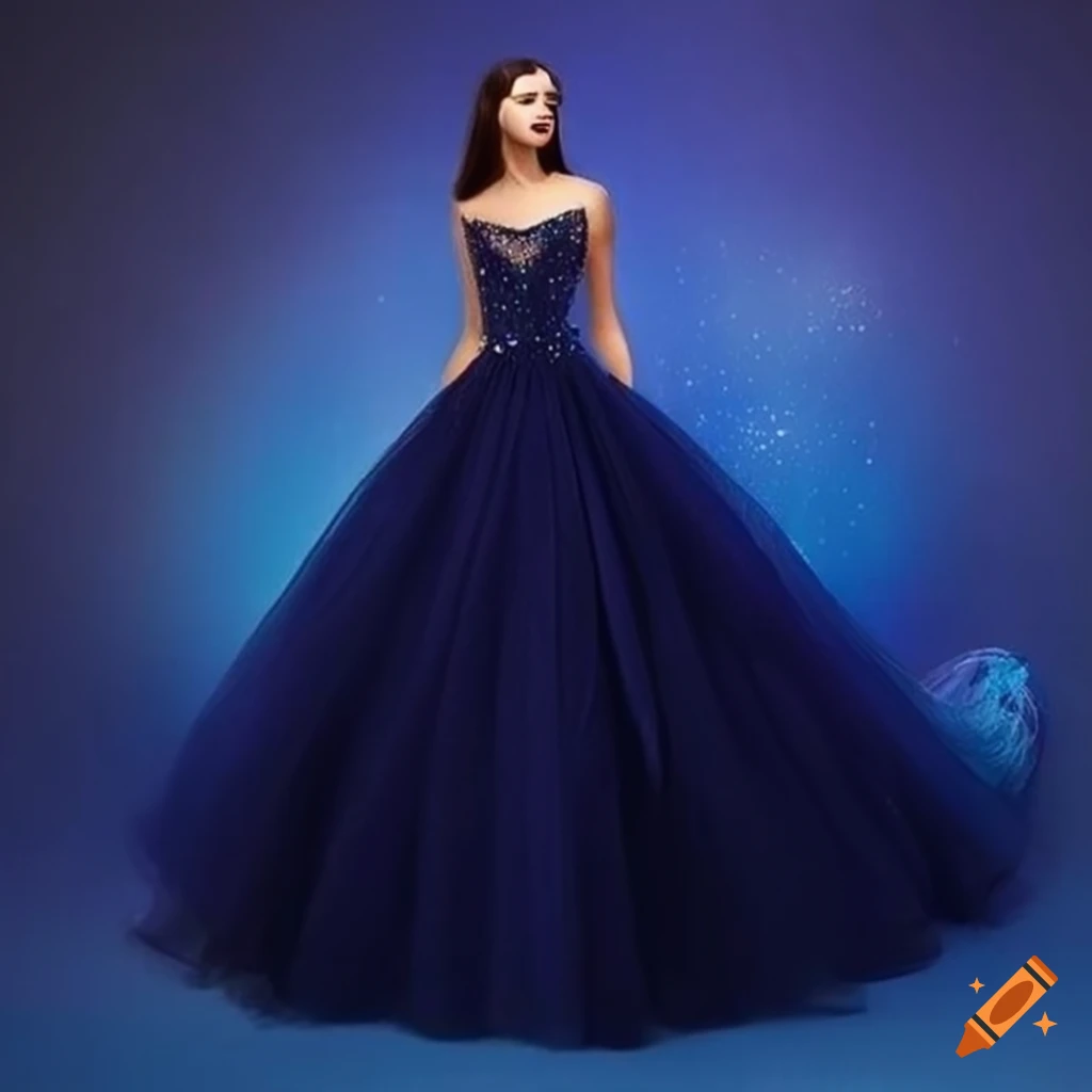 Buy Navy Blue Off Shoulder Gown Adorn In Embossed Thread And Sequin  Embroidery Online - Kalki Fashion